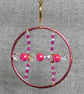 Pink Upcycled Bangle Window Decoration-Suncatcher with Pink and Clear Beads