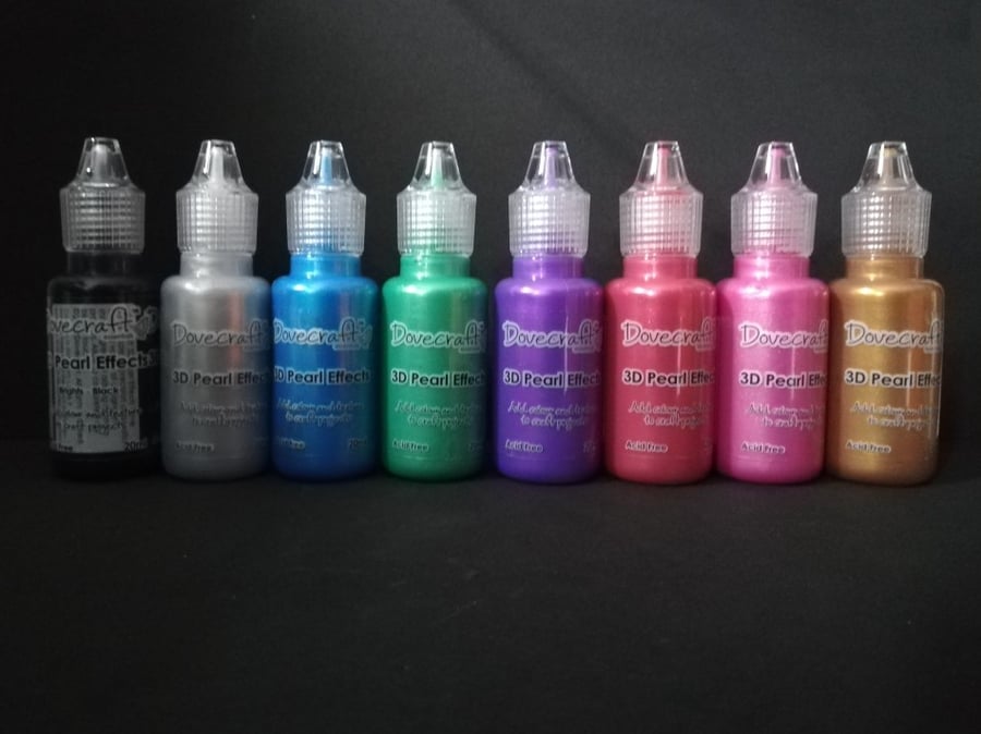 A set of 8 Pearl Effect Paints (Dovecraft brand)