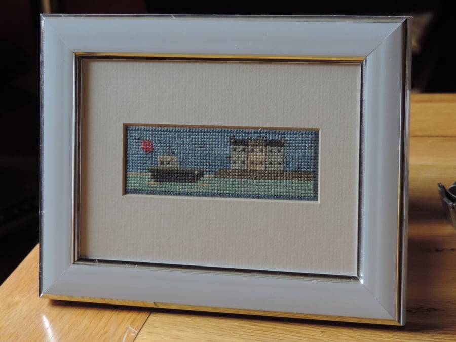 Hand Sewn Seaside Picture. Harbour View