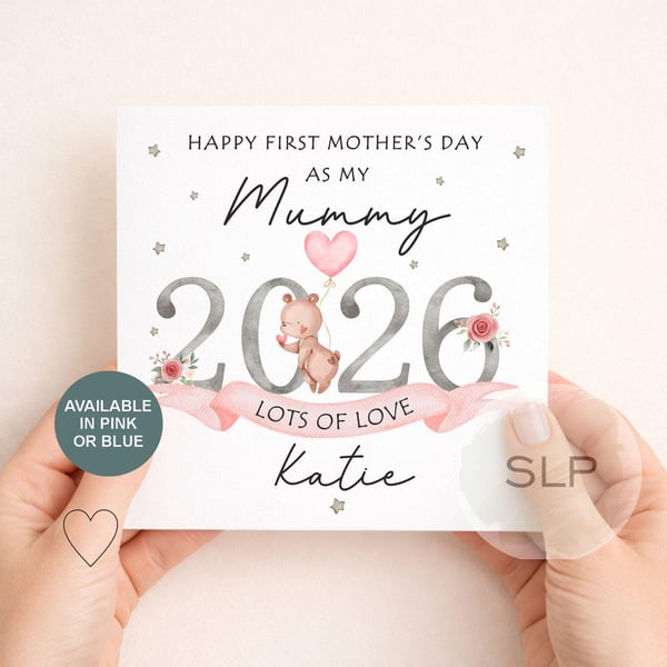 Happy First Mother's Day 2026 Card Personalised New Mum Card Custom Name