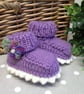 Designer Merino Wool Baby Girls 'Jeager' Booties  0- 3 months size - Image 1