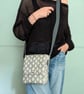 Blue and Cream Paisley, Water-resistant Oilcloth Small Cross Body Bag, Phone Bag - Image 9