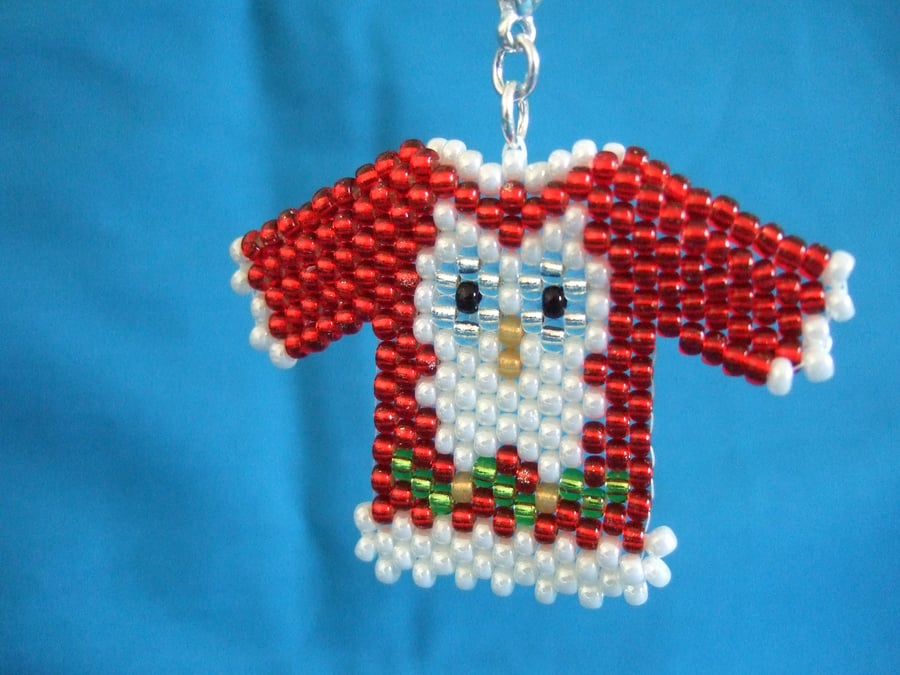 Red Owl Christmas Jumper Charm Decoration