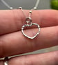 Small Sterling Silver Hammer Finished Heart Pendant Necklace - Image 4