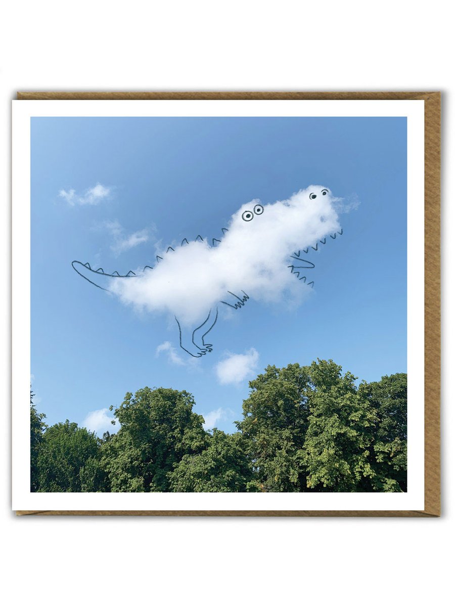 Cute Birthday Card, Animals In Clouds - Dinosaur (CLOUD004)