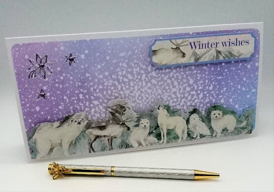 Winter Wishes Christmas, Birthday Card FREE P&P U.K. 