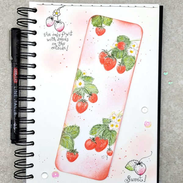 Strawberry bookmark - bookmark, handpainted, berries, summer, gift, book lover