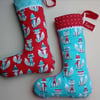 Christmas Stocking - Festive Foxes - with personalised name tag