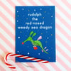 rudolph weedy sea dragon christmas postcard & envelope - christmas postcard