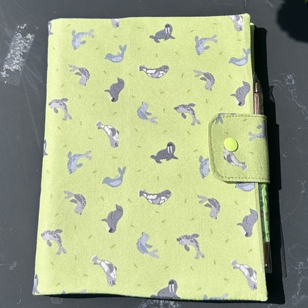 Cotton-Covered A5 Notebook with Pen - seals