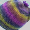 Handknit 100% WOOL NORO FLOWER TOP BEANIE SMALL