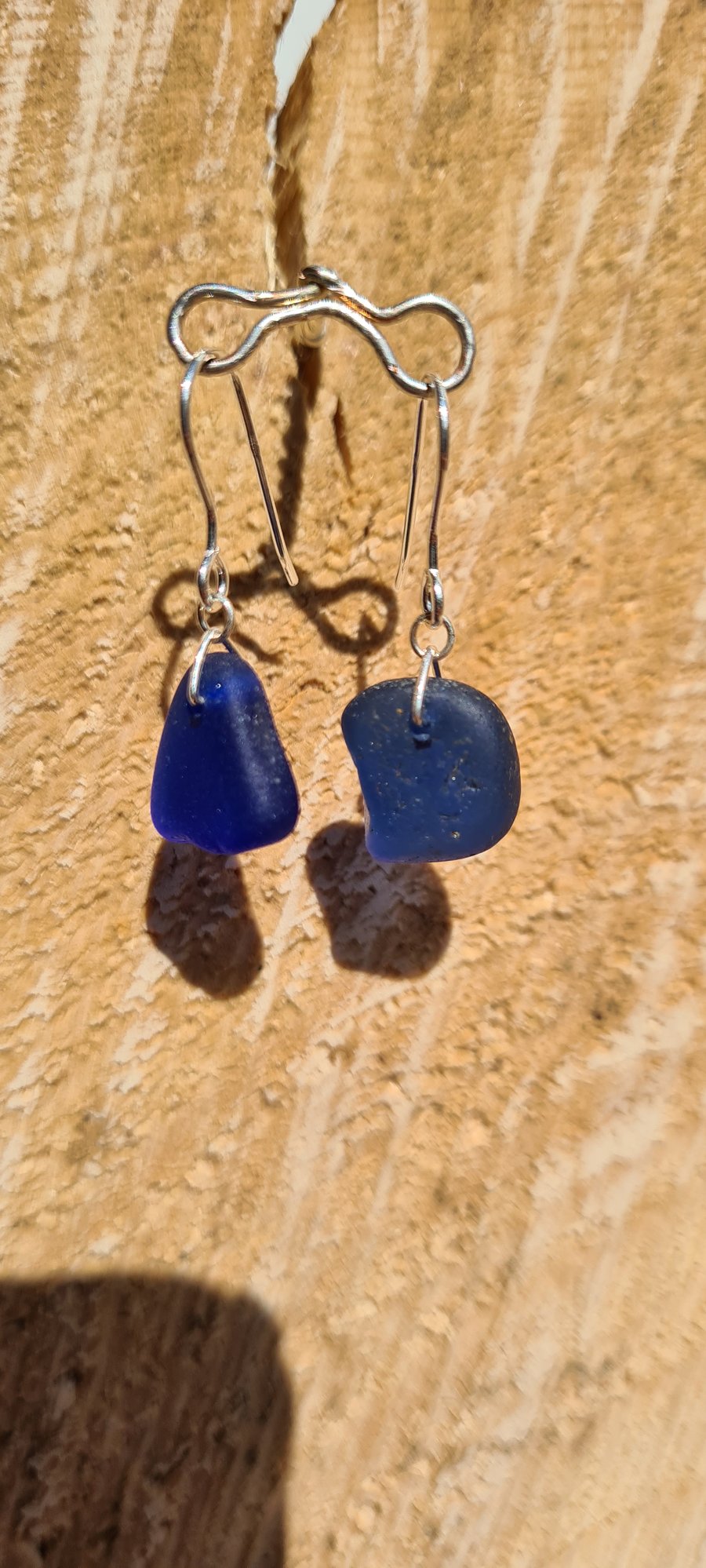 Cobalt Blue Seaglass earrings 