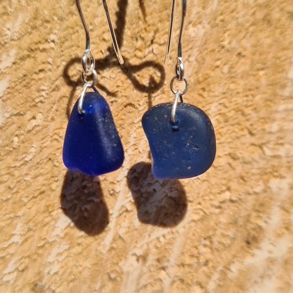 Cobalt Blue Seaglass earrings 