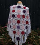 White and Pink colours warm and cosy cotton crochet shawl - design A447 - Image 4