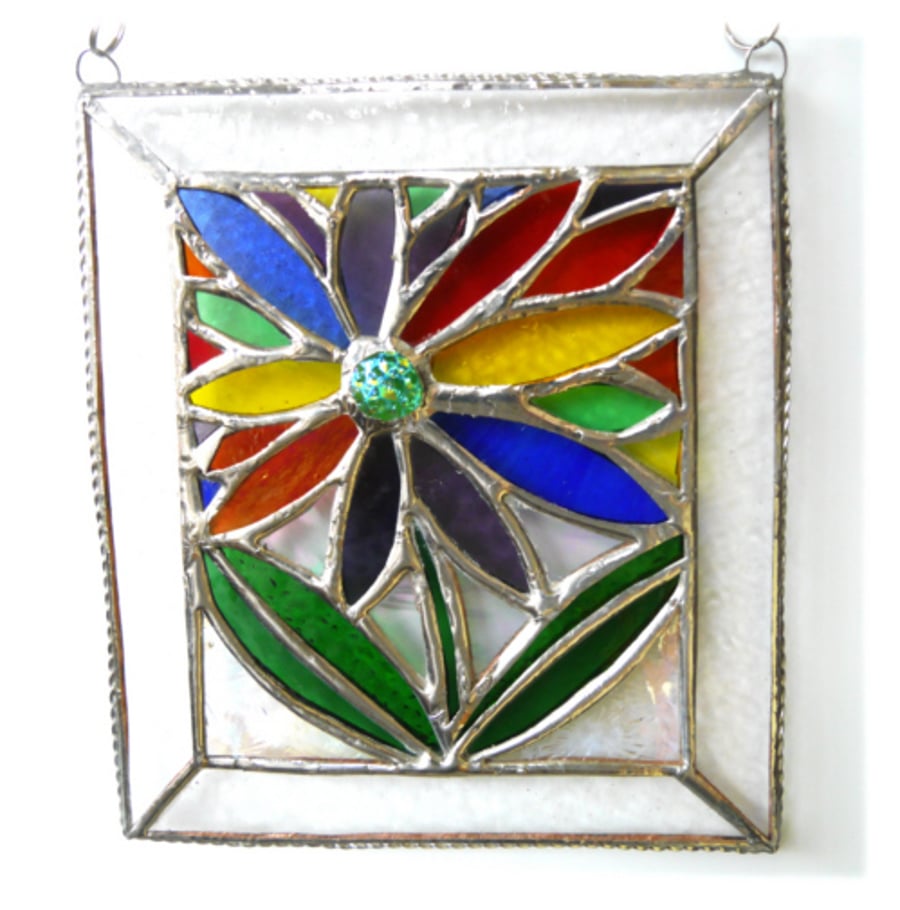 Rainbow Flower Panel Suncatcher Stained Glass Picture 003