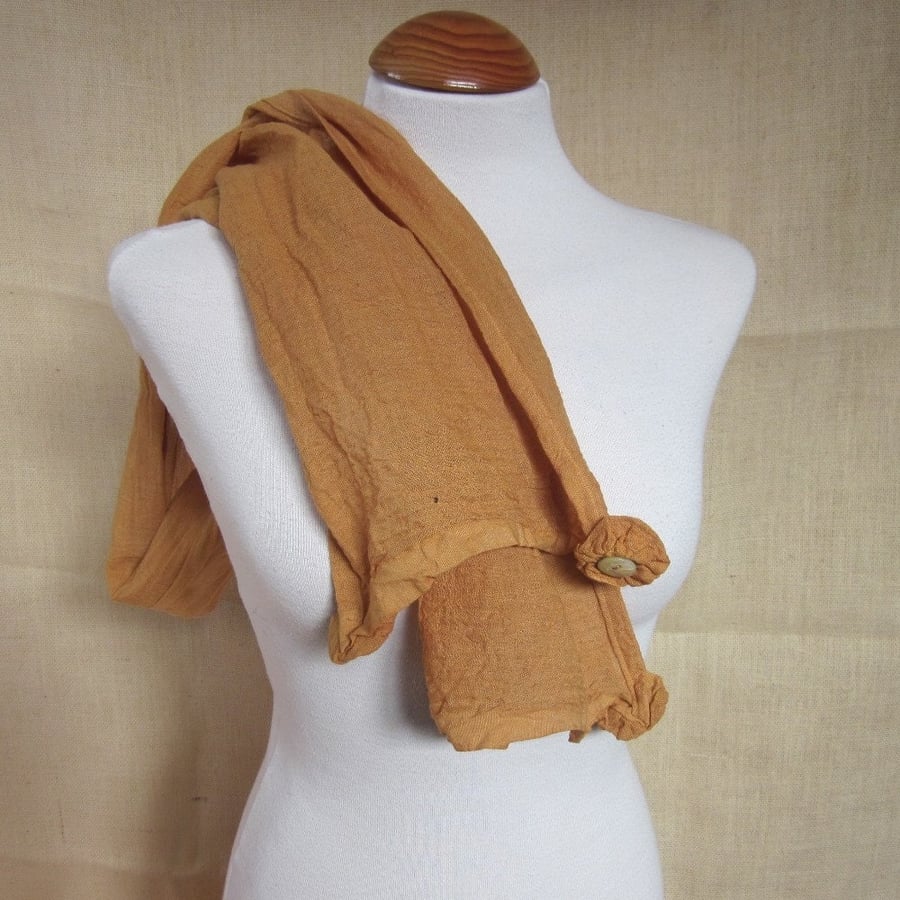 Hand Dyed Onion Brown Cotton Rosette Scarf