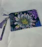 Floral zip clutch bag, Detachable wrist strap, 2 size options, Handmade - Image 5