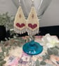 Boho Heart Beaded Fringe Earrings, glass beaded dangle earrings, gift for her - Image 5