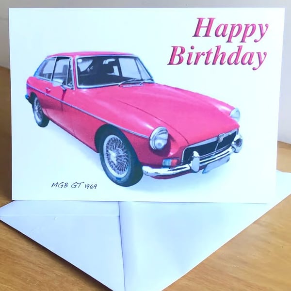MGB GT 1969 - Birthday, Anniversary, Retirement or Plain Card
