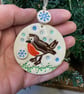 Ceramic Robin decoration with snowflake charm - Image 3