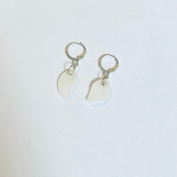 White Sea glass earrings