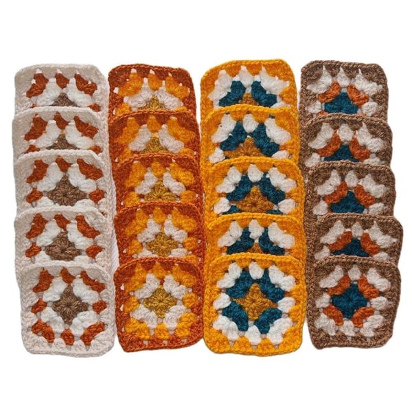 Crochet Granny Squares Vintage Spice Market Colour Scheme 3-inch Size