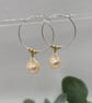 Sterling silver freshwater pearl hoops