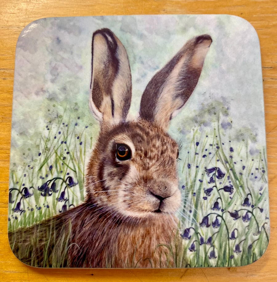 Beautiful 9cm glossy coaster - Hare 