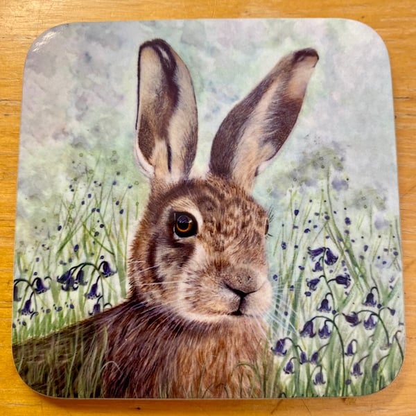 Beautiful 9cm glossy coaster - Hare 