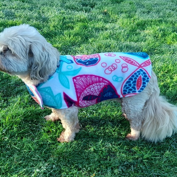  Reversible, Small Sized Fleece Dog Jackets With Matching Bone Toy