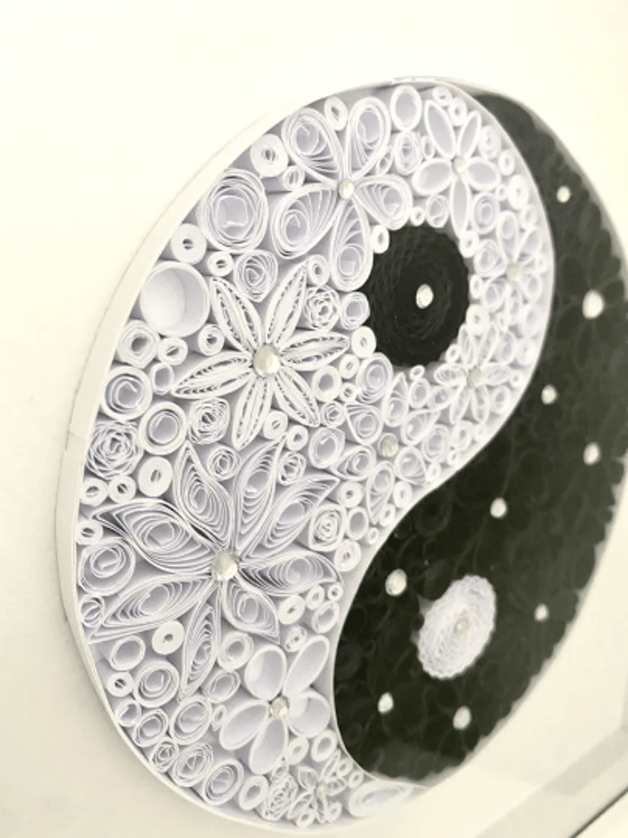 Quilled Yin and Yang picture in frame