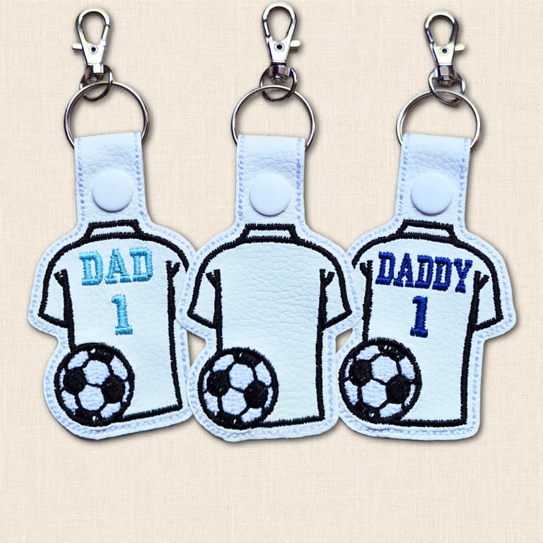 Football Shirt Keyring - Embroidered Faux Leather Gift
