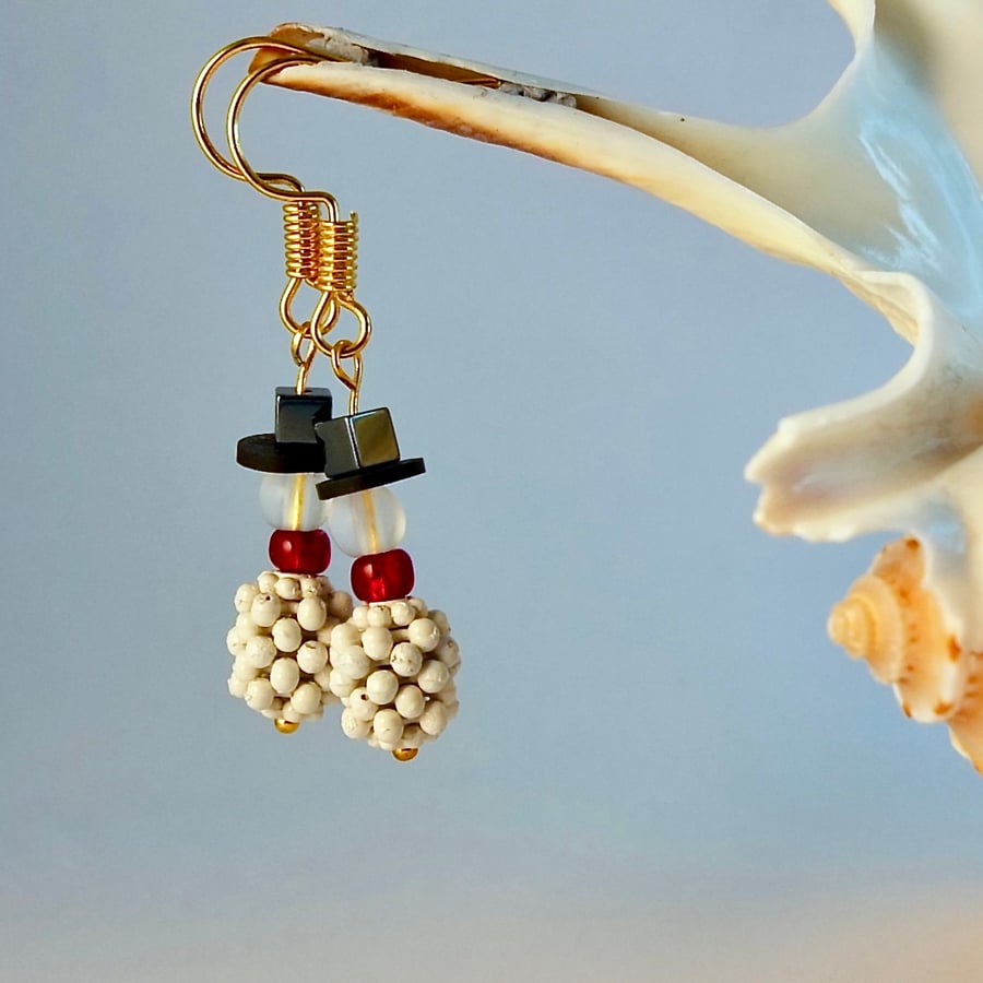 Christmas Snowman Earrings, Stocking Filler, Secret Santa Jewellery Gift For Her