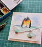 Penguin Coastal Art, Handmade 3D Watercolour Picture, One-of-a-Kind Beach Gift - Image 7