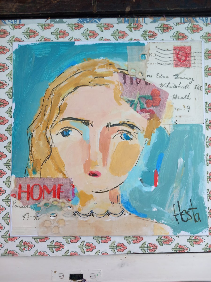 original fine ink drawings and collage.  'Edna'