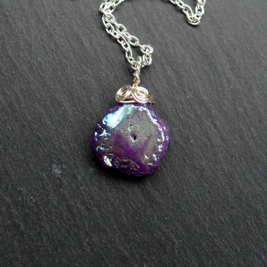 Mystic Coated Quartz Pendant Necklace Gift For Her