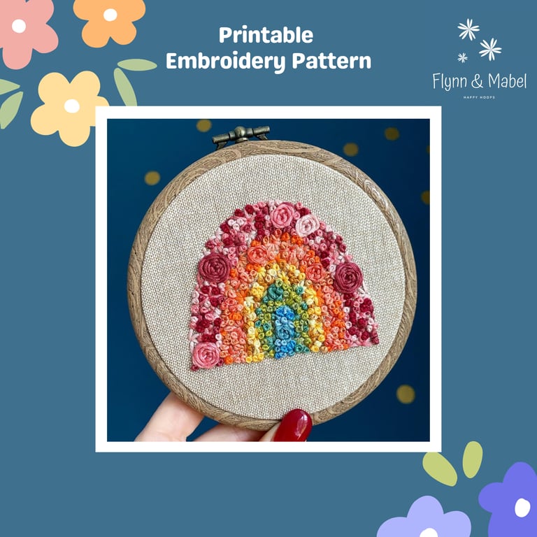 Rainbow Printable Embroidery Pattern