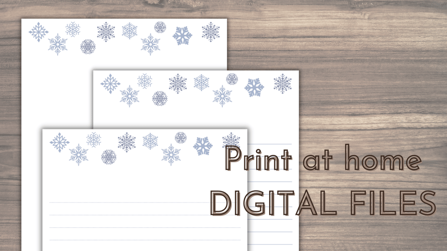 Snowflake Design A5, A4, US Letter Digital PDF PRINTABLE DOWNLOAD.