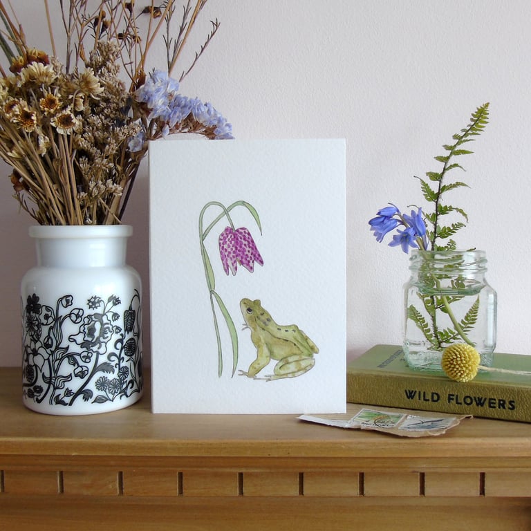 Frog and Fritillary Greetings card 