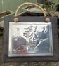 Witch on Broomstick Hanging on Slate - Image 1