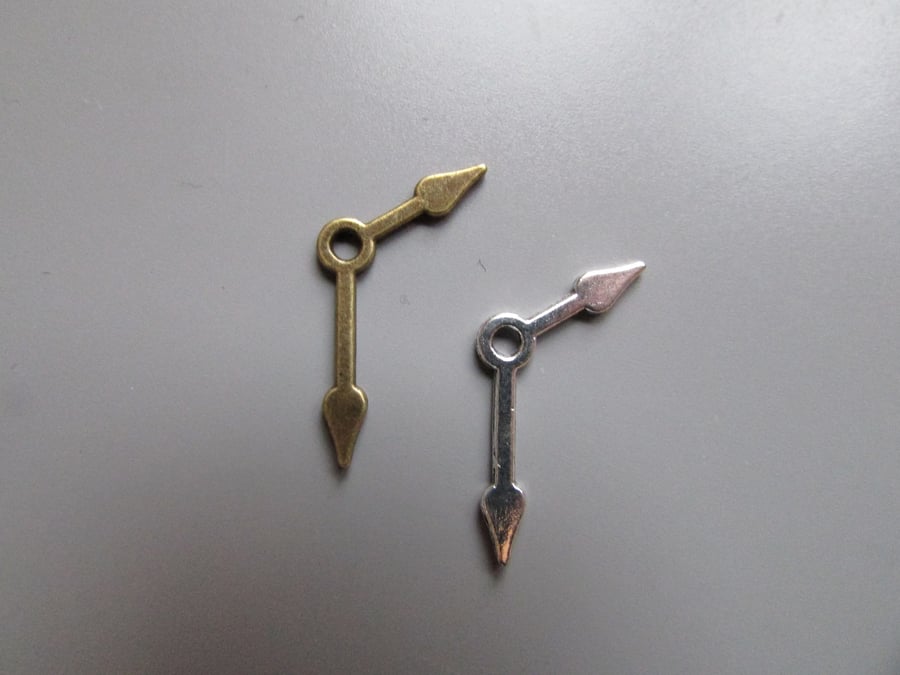 Clock Watch Hands Tibetan Charm x 2