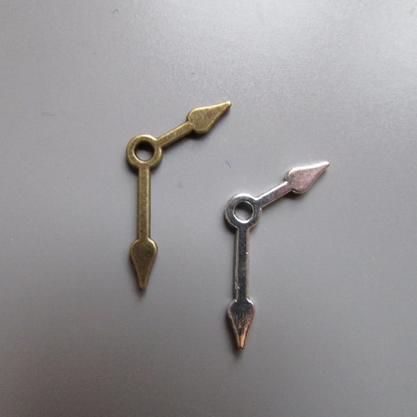Clock Watch Hands Tibetan Charm x 2