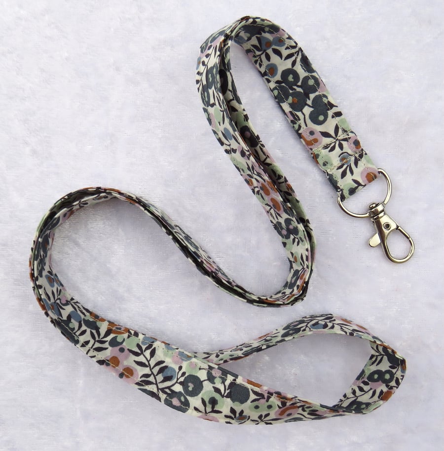 Liberty Tana Lawn lanyard, with swivel lobster clip, Wiltshire Berry