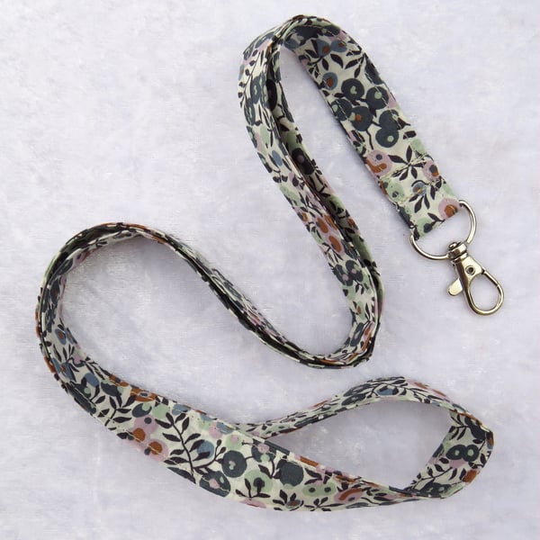 Liberty Tana Lawn lanyard, with swivel lobster clip, Wiltshire Berry