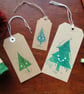 SALE - Happy Trees - lino cut hand printed Christmas gift tags - Image 1