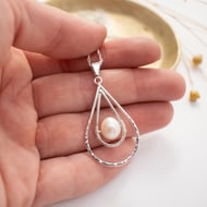 Sterling Silver & Pearl Teardrop Necklace - Letterbox Gift