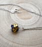 blue and gold leaf glass pendant necklace - Image 3