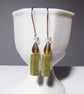 Sterling Silver Earrings with Green Unakite Candle & Faceted Honey Quartz Flame