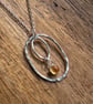 Sterling Silver Oval Citrine  pendant, Handmade Urban PERSONALISED