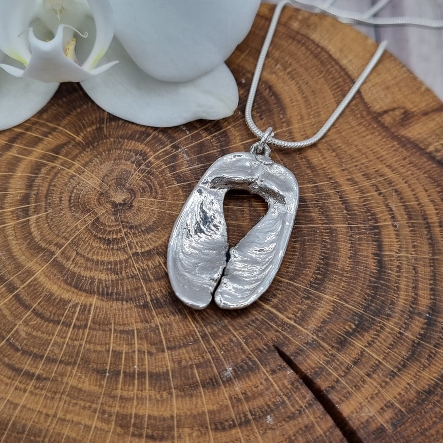 Real Sycamore seed preserved in silver, pendant necklace